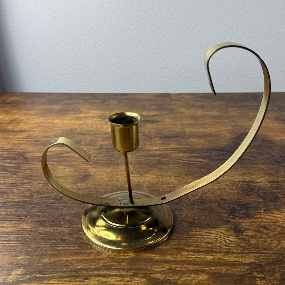 Elegant Gold Metal Brass Candle Holder
